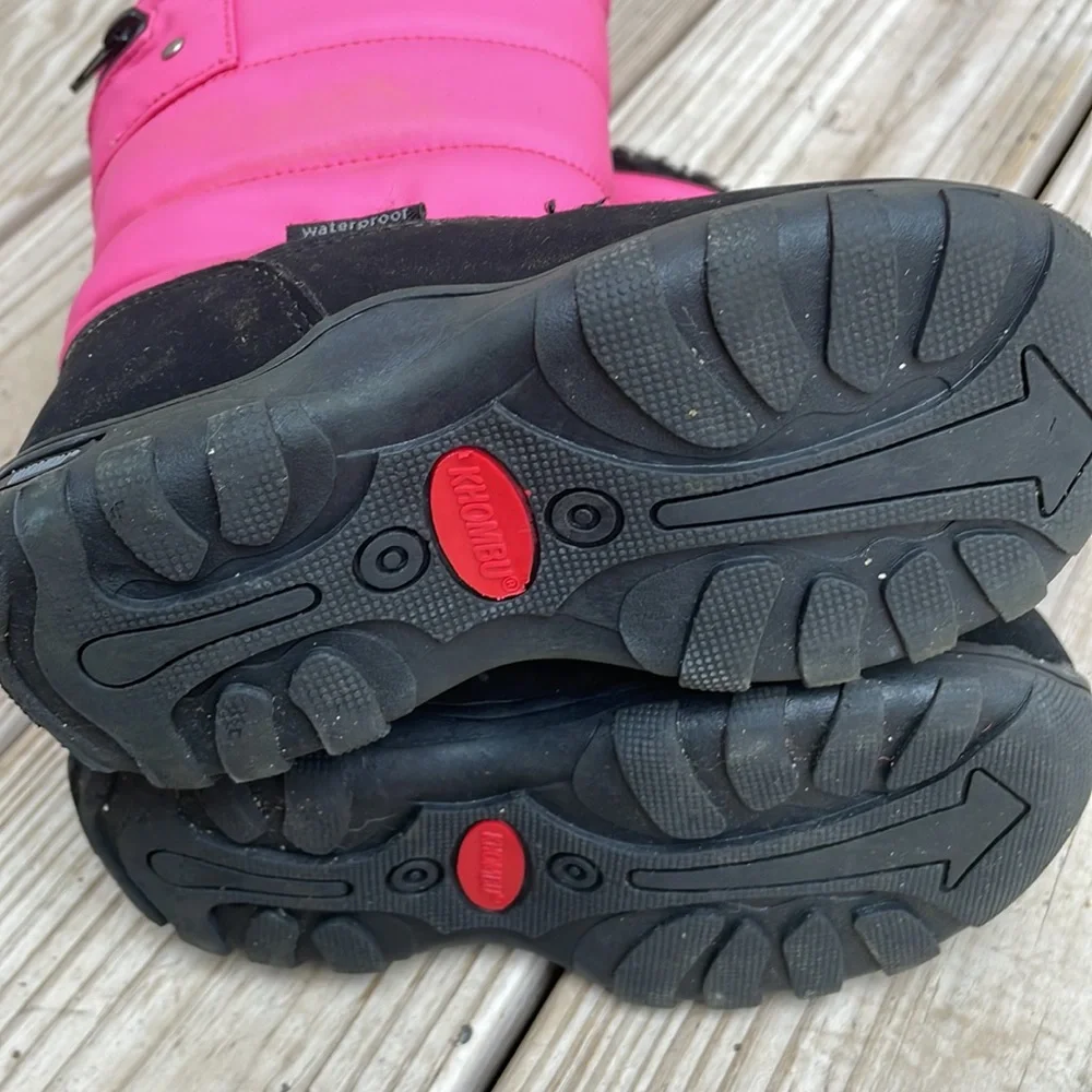 Khombu Girls Pink Waterproof Winter Snow Boots Insulated Youth Size 11M